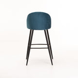 MADDIE VELVET KITCHEN STOOL - PETROL BLUE