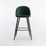 MADDIE VELVET KITCHEN STOOL - FOREST GREEN