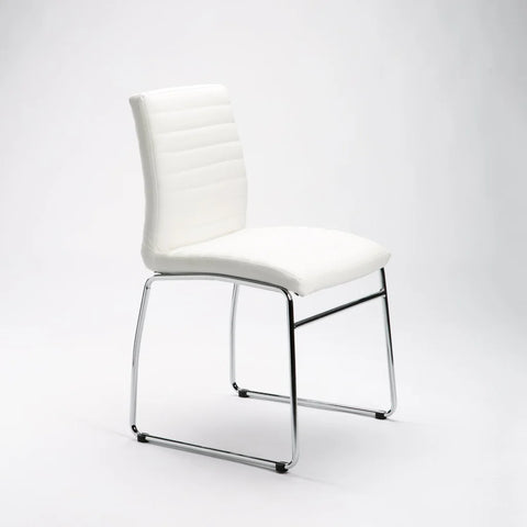 MIA LEATHER TOUCH CHROME DINING CHAIR - WHITE