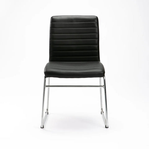 MIA LEATHER TOUCH CHROME DINING CHAIR - BLACK
