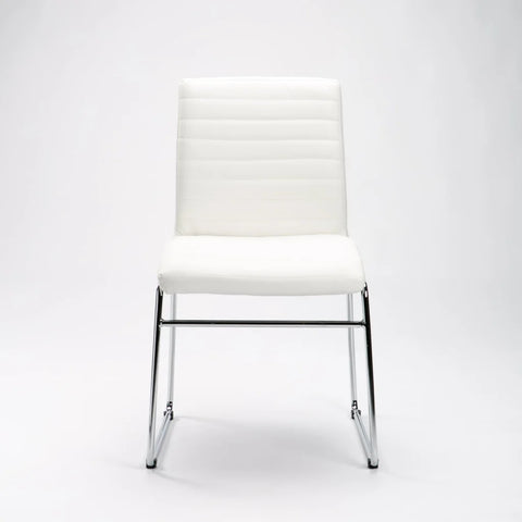 MIA LEATHER TOUCH CHROME DINING CHAIR - WHITE