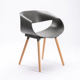 MIRA WOODEN LEG ARMCHAIR - DARK GREY