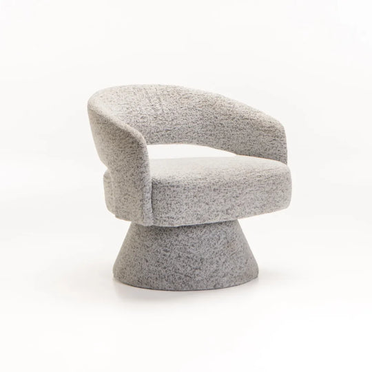 OLGA SPECKLED FABRIC SWIVEL CHAIR - LIGHT GREY