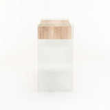 OPAL 110x40cm 12MM TEMP GLASS CONSOLE W/DR-OAK