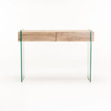 OPAL 110x40cm 12MM TEMP GLASS CONSOLE W/DR-OAK