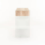 OPAL 110x40cm 12MM TEMP GLASS CONSOLE W/DR-OAK