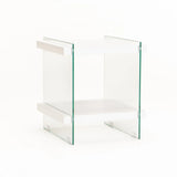 OPAL 45x45cm 8MM TEMPERED GLASS SIDE TABLE-WH