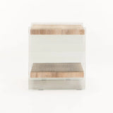 OPAL 45x45cm 8MM TEMPERED GLASS SIDE TABLE-OAK