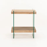 OPAL 45x45cm 8MM TEMPERED GLASS SIDE TABLE-OAK