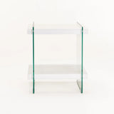 OPAL 45x45cm 8MM TEMPERED GLASS SIDE TABLE-WH