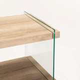 OPAL 45x45cm 8MM TEMPERED GLASS SIDE TABLE-OAK
