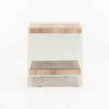 OPAL 45x45cm 8MM TEMPERED GLASS SIDE TABLE-OAK