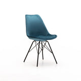 PETA VELVET DINING CHAIR - PETROL BLUE