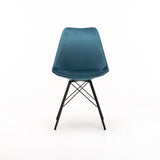 PETA VELVET DINING CHAIR - PETROL BLUE