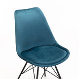 PETA VELVET DINING CHAIR - PETROL BLUE