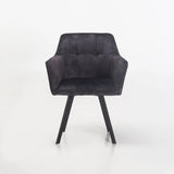PIA DELUXE VELVET DINING CHAIR - GREY