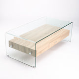 PORT 120x60cm 12MM TEMPERED GLASS COFFEE TABLE WITH DRAWER