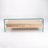 PORT 120x60cm 12MM TEMP GLASS COFEE TABLE W/DR