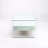 PORT 120x60cm 12MM TEMP GLASS COFFEE TABLE W/DR - WHITE