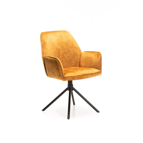 QUINN DELUXE VELVET DINING CHAIR - MUSTARD