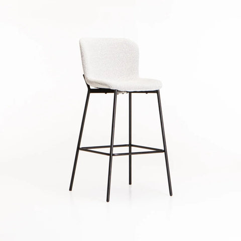 RAE BOUCLE FABRIC BARSTOOL - CREAM