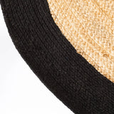 RIA 120cm ROUND JUTE RUG - NATURAL/BLACK