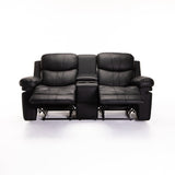 RIO TOP LEATHER UPPER 2RR CONSOLE RECLINER - BLACK