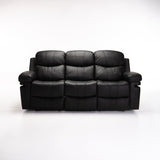 RIO TOP LEATHER UPPER 3 SEATER RECLINER - BLACK
