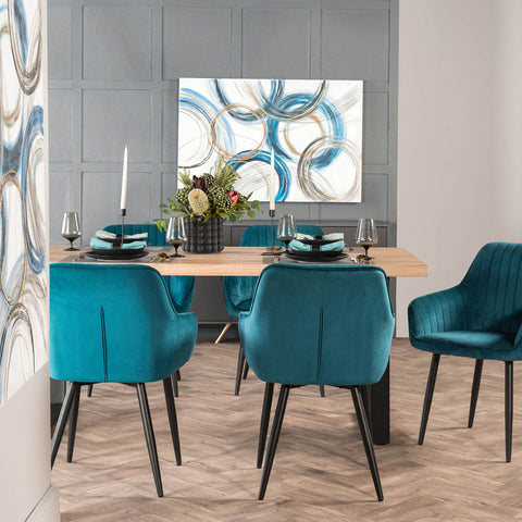 ROCCO VELVET DINING CHAIR - TEAL