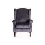 SAM VELVET WINGBACK ARMCHAIR - GREY