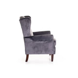 SAM VELVET WINGBACK ARMCHAIR - GREY