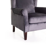 SAM VELVET WINGBACK ARMCHAIR - GREY