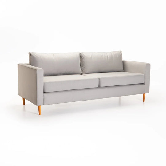 SANTINO FABRIC 3 SEATER COUCH - PLATINUM/NATURAL LEG