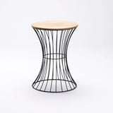 SPIRO 36cm ROUND SIDE TABLE - BLACK / NATURAL