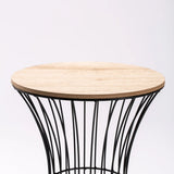 SPIRO 36cm ROUND SIDE TABLE - BLACK / NATURAL