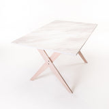 TABLE E030 150x90cm - WHITESTONE/LIGHT LEGS