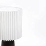 TABLE LAMP BLACK CYLINDER BASE PLEATED WHITE SHADE