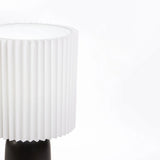 TABLE LAMP BLACK CYLINDER BASE PLEATED WHITE SHADE