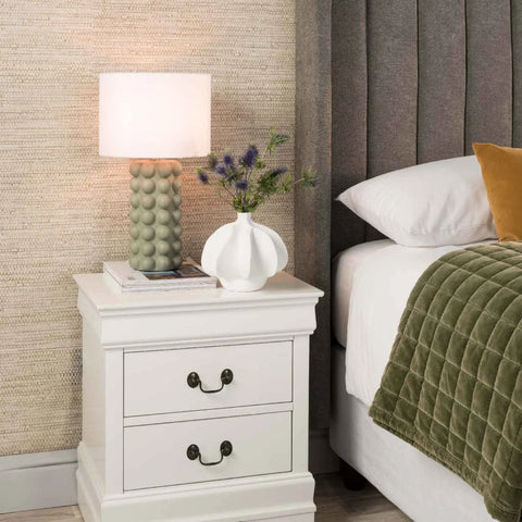 LAMP TABLE-WHITE-OLIVE