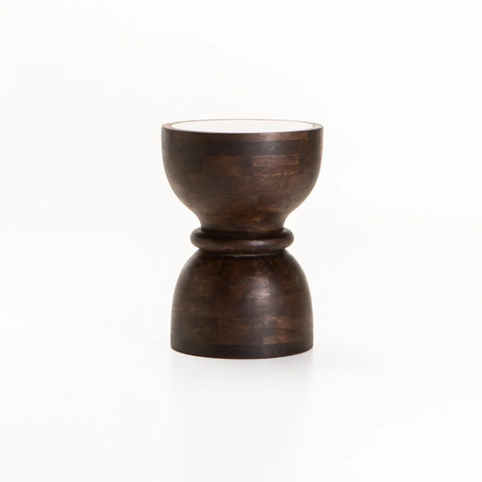 TAJ MARBLE & SOLID WOOD SIDE TABLE