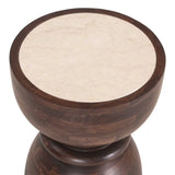 TAJ MARBLE & SOLID WOOD SIDE TABLE