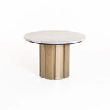 VIN 60cm ROUND STONE TOP CT  39cm H BRASS ANTIQUE