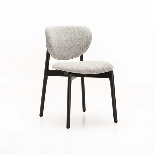VIOLA WOODEN DINING CHAIR TEXTURED GREY WITH BLACK LEG