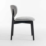 VIOLA WOODEN DINING CHAIR TEXTURED GREY WITH BLACK LEG