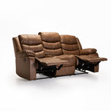 YAZ LUXURY FABRIC 3 SEATER RECLINER - BROWN