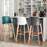 ZEN LUXURY WOODEN LEG BARSTOOL - WHITE