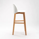 ZEN LUXURY WOODEN LEG BARSTOOL - WHITE