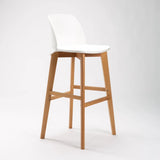 ZEN LUXURY WOODEN LEG BARSTOOL - WHITE