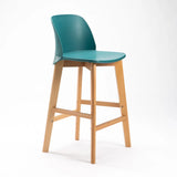 ZEN LUXURY WOODEN LEG KITCHEN STOOL - TEAL