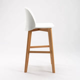 ZEN LUXURY WOODEN LEG KITCHEN STOOL - WHITE